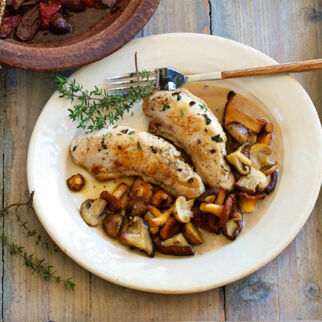 Mariniertes Kaninchenfilet mit Pilzen Mariniertes Kaninchenfilet mit Pilzen