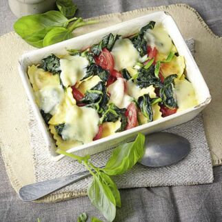 Ravioli-Gratin mit Spinat Ravioli-Gratin mit Spinat