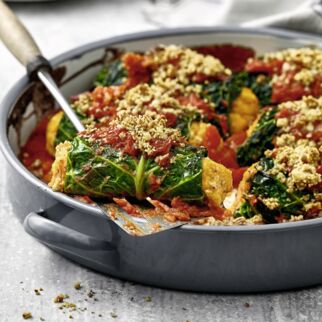 Wirsing-Cannelloni mit Kürbis-Feta-Füllung Wirsing-Cannelloni mit Kürbis-Feta-Füllung