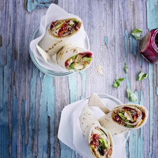 Erdnussbutter-Frühstücks-Wraps Erdnussbutter-Frühstücks-Wraps