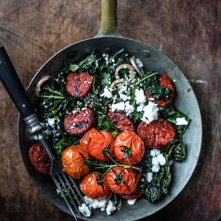 Schwarzkohl mit Chorizo und Feta Schwarzkohl mit Chorizo und Feta