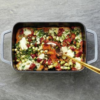 Gratinierte Süßkartoffeln mit Mozzarella Gratinierte Süßkartoffeln mit Mozzarella