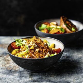 Süßkartoffeln mit Mangosalat Süßkartoffeln mit Mangosalat