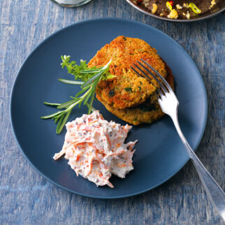 Grünkernpuffer mit Dip Grünkernpuffer mit Dip