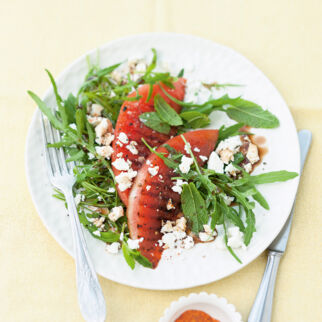 Rucola mit gegrillter Melone Rucola mit gegrillter Melone