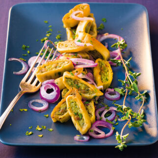 Maultaschen mit Zwiebeln Maultaschen mit Zwiebeln