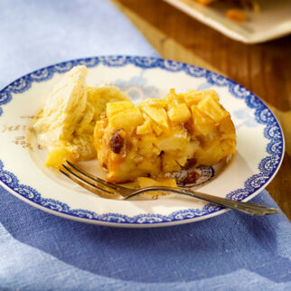 Apfel-Brot-Pudding mit Zimt und Rosinen Apfel-Brot-Pudding mit Zimt und Rosinen