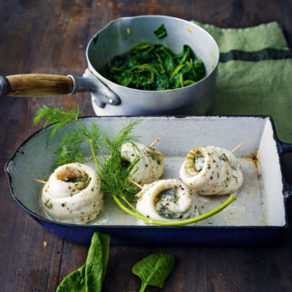 Gefülltes Schollenfilet mit Blattspinat Gefülltes Schollenfilet mit Blattspinat