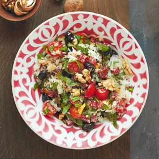 Reissalat mit Salami und Rucola Reissalat mit Salami und Rucola