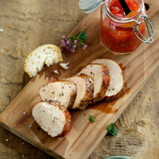 Schweinefilet mit Rhabarberchutney Schweinefilet mit Rhabarberchutney