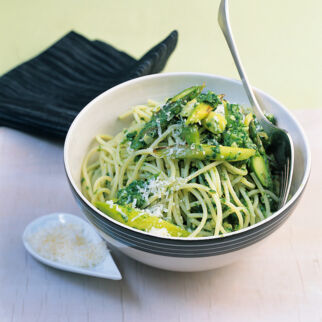 Spargelpasta mit Bärlauchpesto Spargelpasta mit Bärlauchpesto