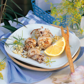 Tintenfische gegrillt mit Knoblauch Tintenfische gegrillt mit Knoblauch