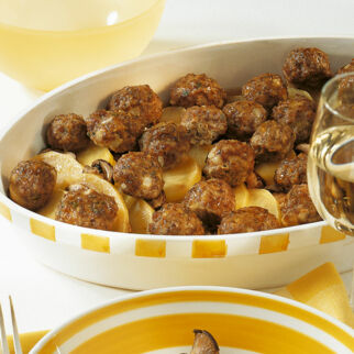 Gratin mit Hackbällchen Gratin mit Hackbällchen