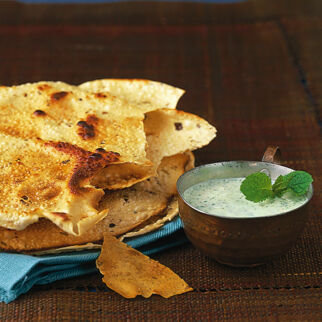 Papadam mit Minz-Dip Papadam mit Minz-Dip