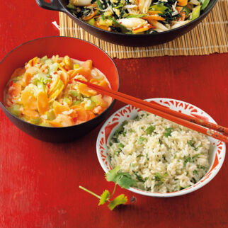 Kokosgemüse mit Korianderreis Kokosgemüse mit Korianderreis