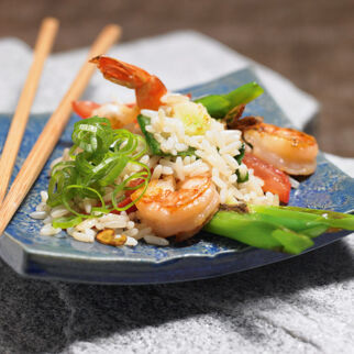 Reispfanne mit Garnelen Reispfanne mit Garnelen