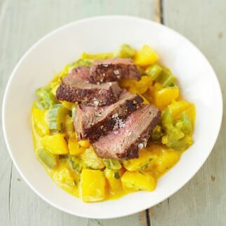 Safran-Kartoffeln mit Rinderfilet Safran-Kartoffeln mit Rinderfilet