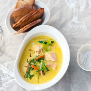 Safran-Fischsuppe mit Gemüse Safran-Fischsuppe mit Gemüse
