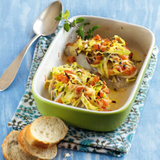 Seelachs mit Lauch-Kruste Seelachs mit Lauch-Kruste