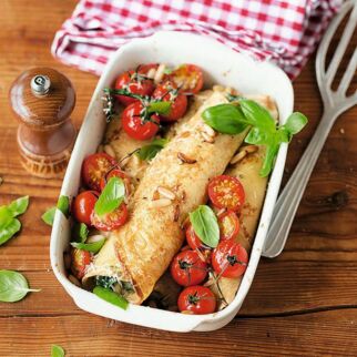 Spinatcrespelle mit Gorgonzola Spinatcrespelle mit Gorgonzola