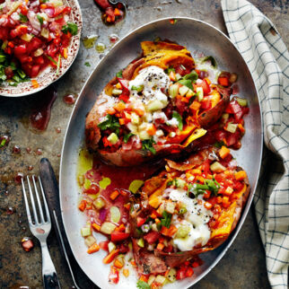 Tatlı Patates Kumpir - Gefüllte Süßkartoffeln Tatlı Patates Kumpir - Gefüllte Süßkartoffeln