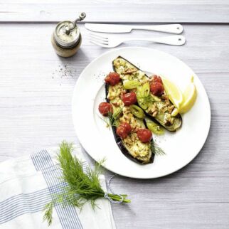 Gebackene Aubergine mit Feta Gebackene Aubergine mit Feta