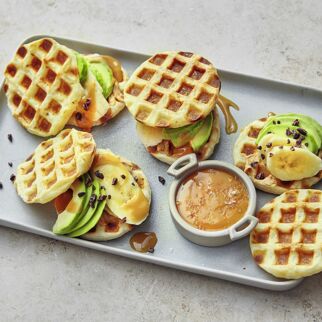 Waffelburger mit Karamell Waffelburger mit Karamell