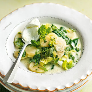 Gemischte Kartoffeln mit Blattspinat und Lauch Gemischte Kartoffeln mit Blattspinat und Lauch