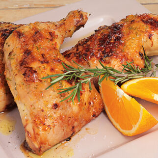 Hähnchenschenkel mit Orange Hähnchenschenkel mit Orange