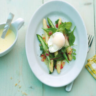 Lauwarmer Spargelsalat mit Pochiertem Ei Lauwarmer Spargelsalat mit Pochiertem Ei