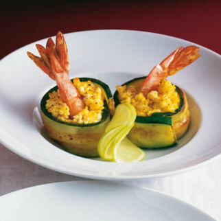Safran-Couscous mit Limettengarnelen Safran-Couscous mit Limettengarnelen