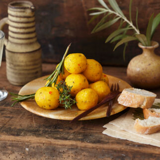 Polentabällchen-Fondue Polentabällchen-Fondue