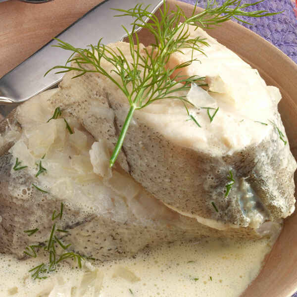 Gekochter Schellfisch mit Senfsauce Rezept | Küchengötter