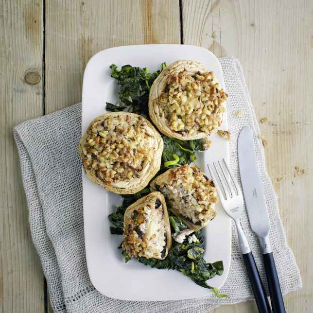 Gefüllte Champignons mit Spinat und Feta Rezept | Küchengötter