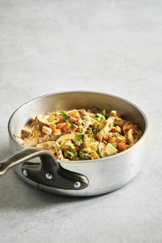 Geschnetzeltes mit Kürbis und Pilzen Geschnetzeltes mit Kürbis und Pilzen