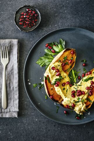 Baba Ghanoush auf Süsskartoffel Baba Ghanoush auf Süsskartoffel