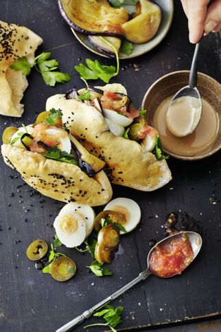 Auberginen-Tahin-Sandwich Auberginen-Tahin-Sandwich