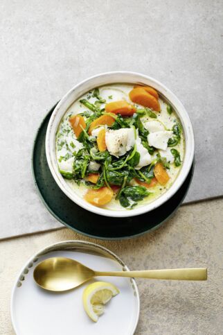 Fischsuppe mit Bohnen und Möhren Fischsuppe mit Bohnen und Möhren