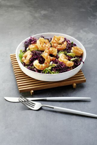 Rotkohlsalat mit Garnelen Rotkohlsalat mit Garnelen