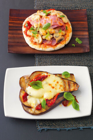 Schnelle Pizza mit Pilzen und Schinken Schnelle Pizza mit Pilzen und Schinken