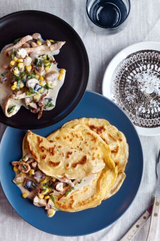 Geschnetzeltes im Crêpes-Mantel Geschnetzeltes im Crêpes-Mantel