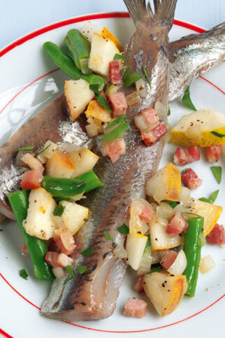 Matjes mit Birnen-Bohnen-Speck Matjes mit Birnen-Bohnen-Speck