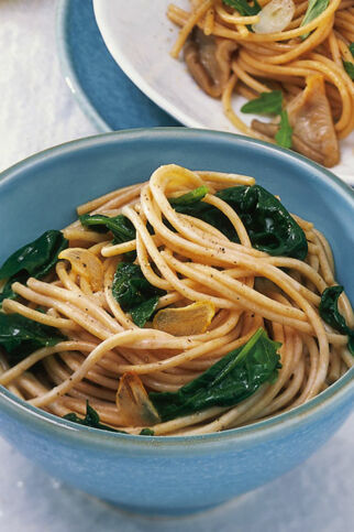 Vollkornspaghetti mit Joghurt-Spinat Vollkornspaghetti mit Joghurt-Spinat