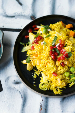 Orientreis mit Granatapfelsalsa Orientreis mit Granatapfelsalsa