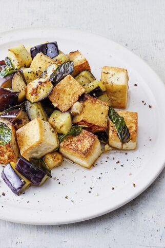 Gebratener Tofu mit Minze Gebratener Tofu mit Minze