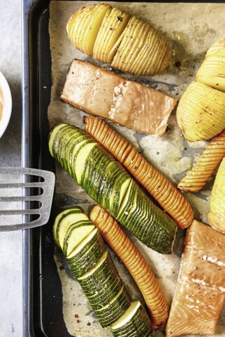 Fächergemüse mit Lachs Fächergemüse mit Lachs