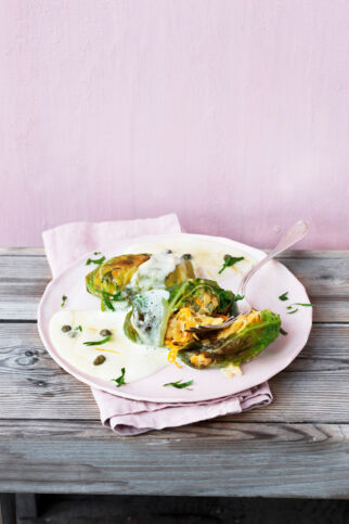 Wirsingrouladen mit Röstifüllung Wirsingrouladen mit Röstifüllung