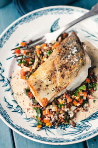 Filet de sandre aux lentilles - Zanderfilet mit Linsen Filet de sandre aux lentilles - Zanderfilet mit Linsen
