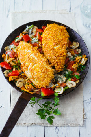 Knusprige Hähnchenbrust mit Pilzen Knusprige Hähnchenbrust mit Pilzen