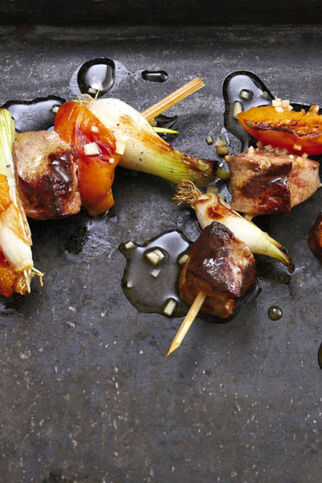 Leber-Aprikosen-Spiesse Leber-Aprikosen-Spiesse